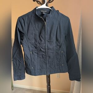 Navy blue ruched blazer